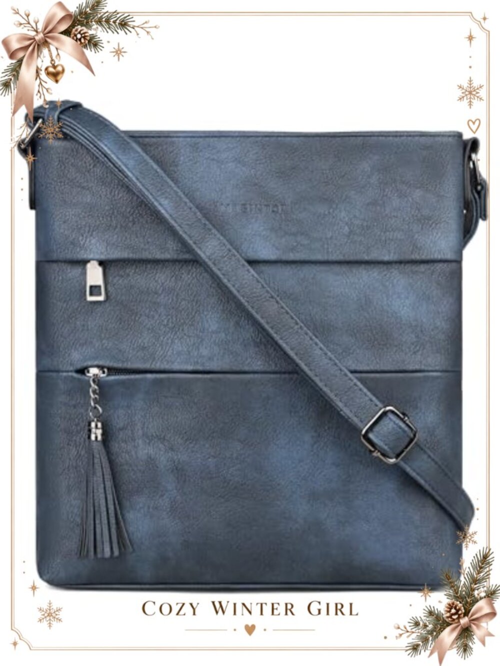 Vegan PU Leather Crossbody Purse Lightweight Adjustable Shoulder Bag